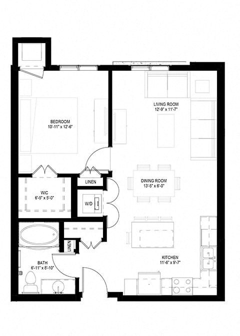 Grand Central Flats_1 Bedroom Floor Plan